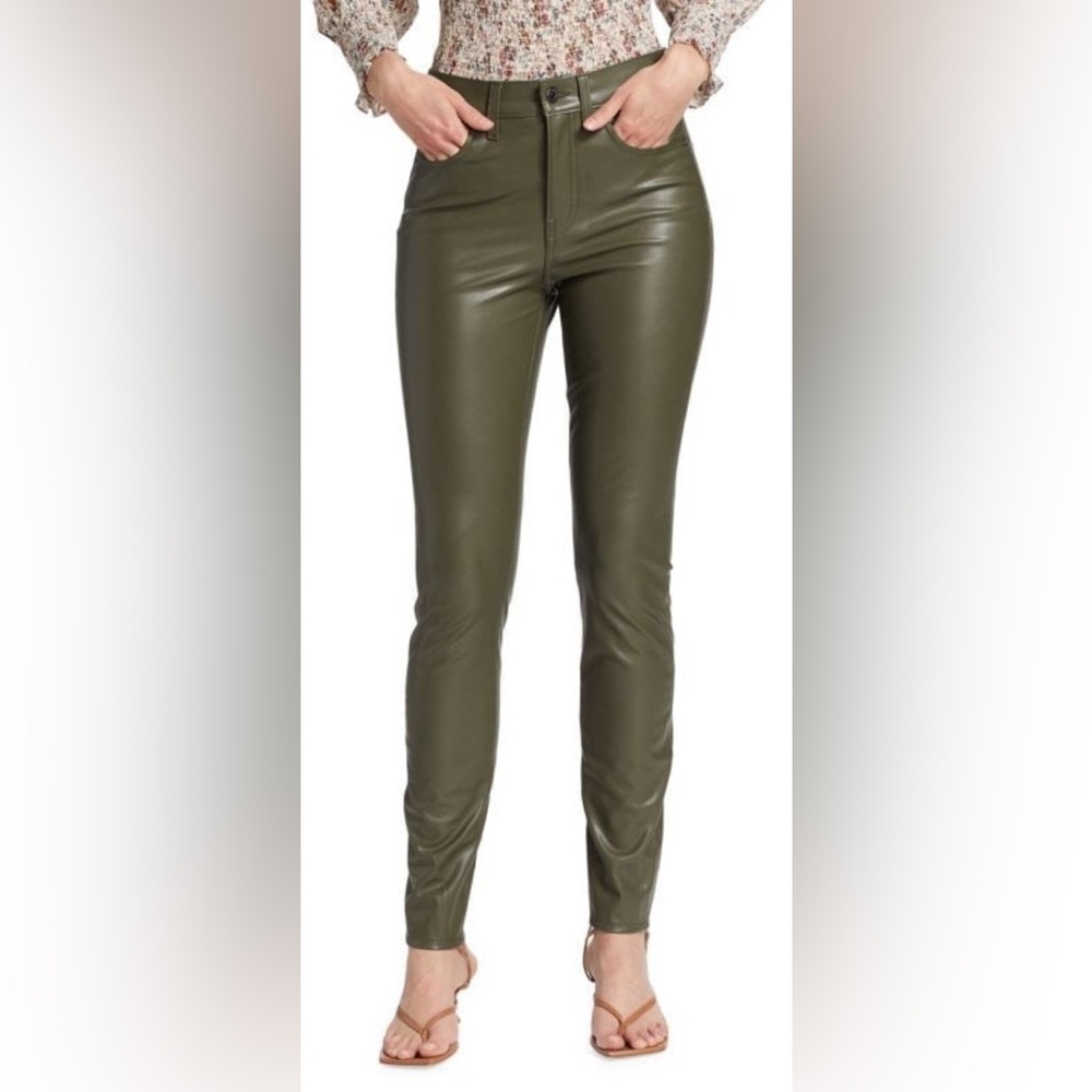 Veronica Beard 29 Pants Debbie Vegan Leather High Rise Skinny Ankle Green NWT